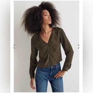 #94 Madewell Brushed Ruched-Front Top